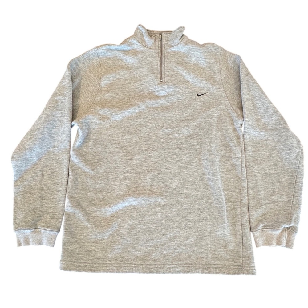 Vintage Nike Quarter Zip Sweatshirt Mens Small Gray Y2K Embroidered Pullover